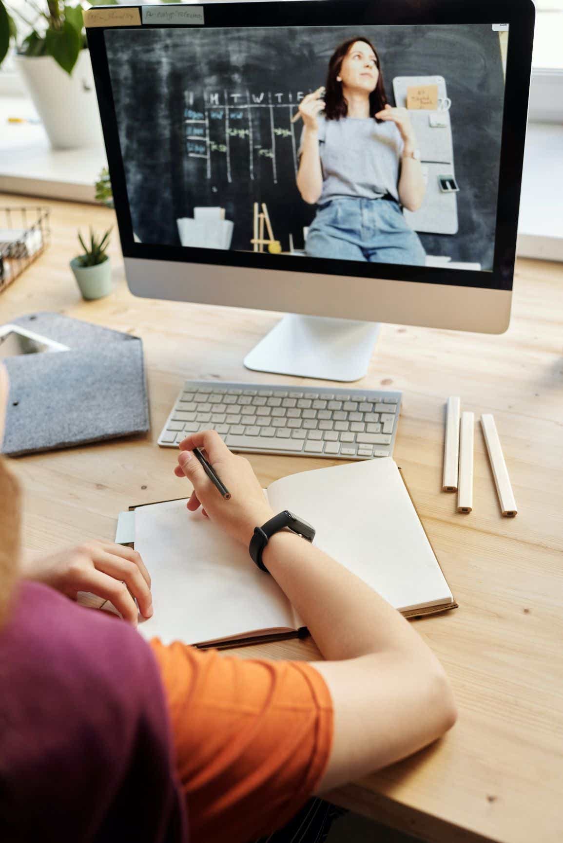 a student attending an online class